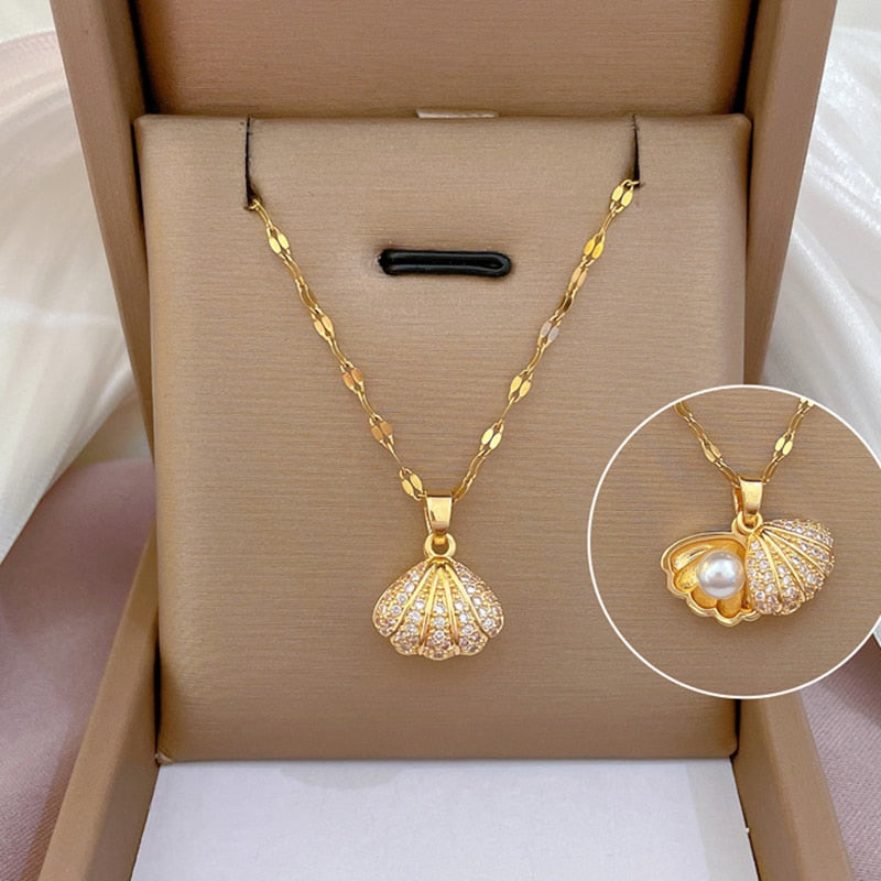 Korean Fashion Shell Pearl Necklace