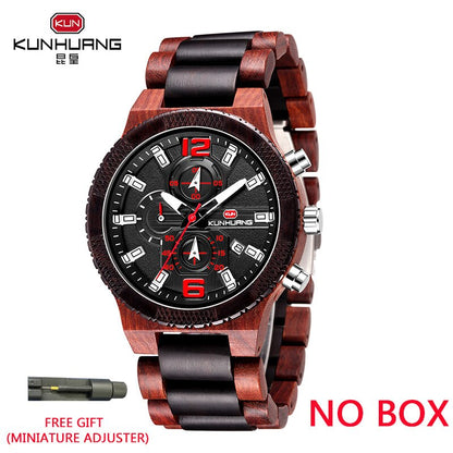 KUNHUANG Luxury Wood Stainless Watch