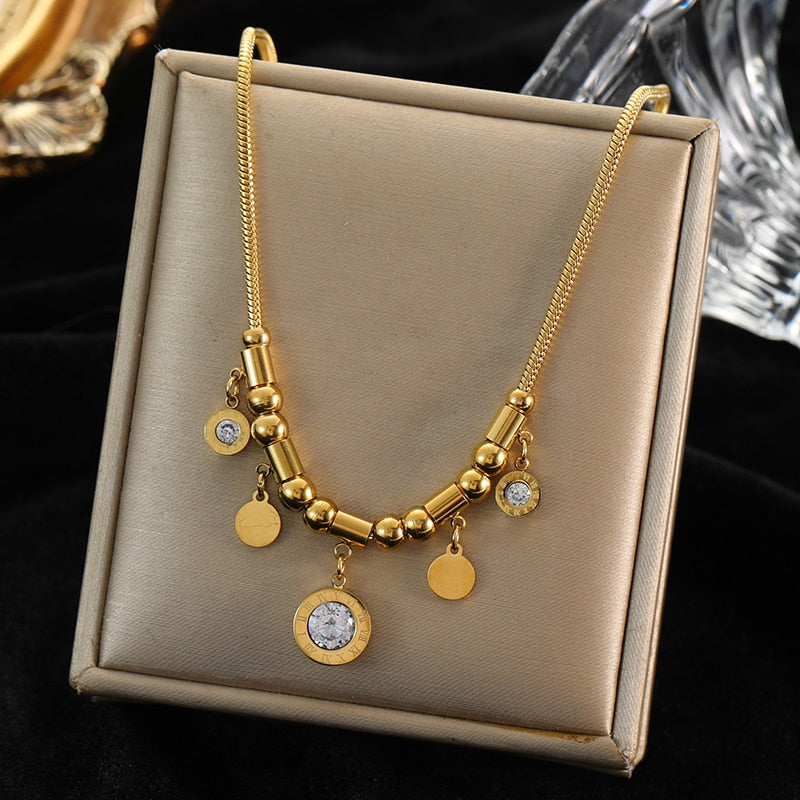 Gold Color Hollow Ball Pendant Necklaces