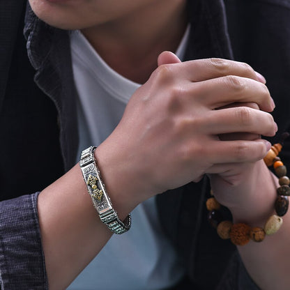 Retro Hand-Woven Mantra Bracelet for Men