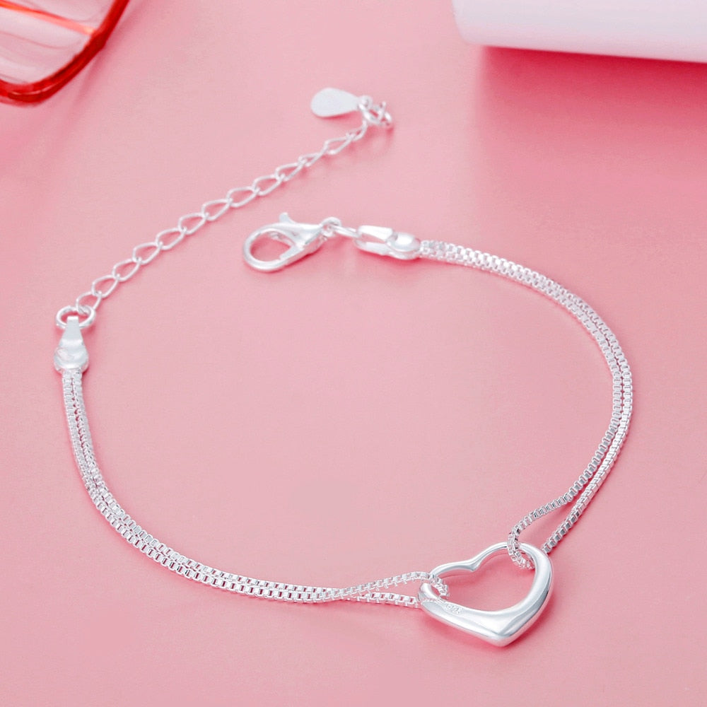 Sterling Silver Pretty Heart Bracelets